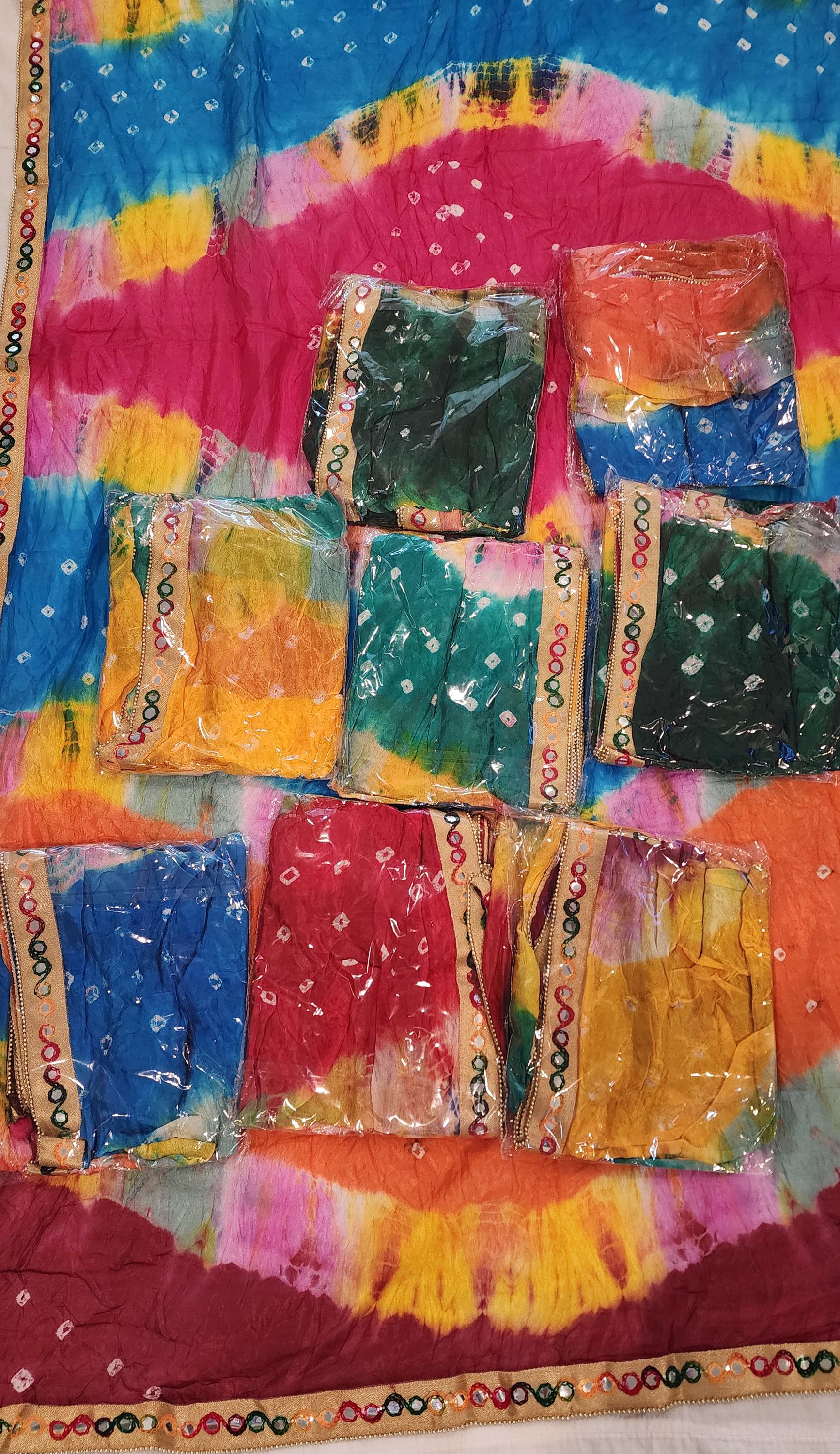 Bandhej Art Silk Dupatta: Rajasthani Gotta Patti Wedding Scarf