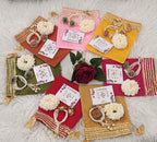 Bandhej Print Combo Set: Organza Potli Bag, Bracelet, Ring & Bindi