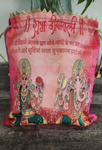 Silk Lakshmi Ganesh Printed Potli Bags: Diwali Return Gifts