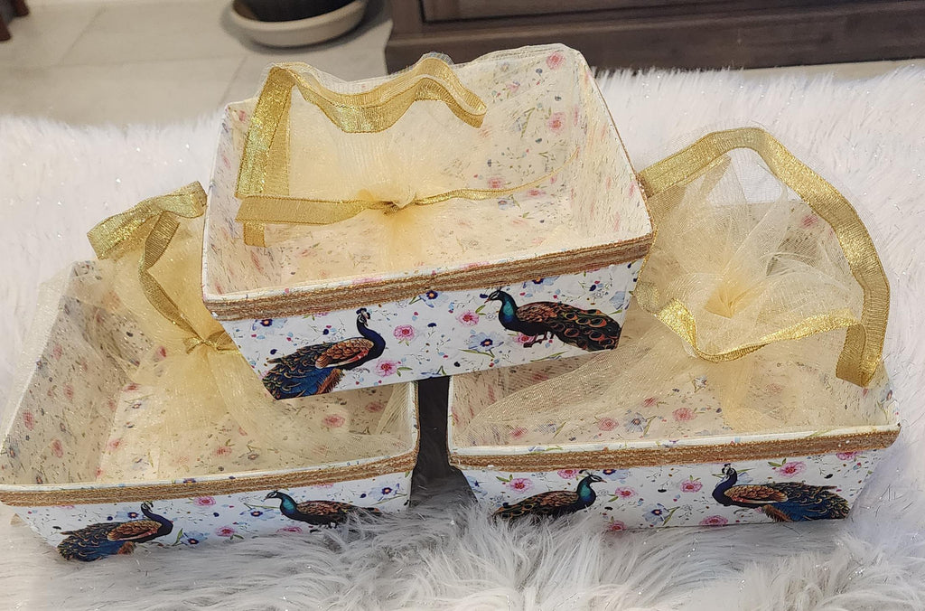 Handmade Wedding Gift Box: Decorative Keepsake Basket, Peacock Design