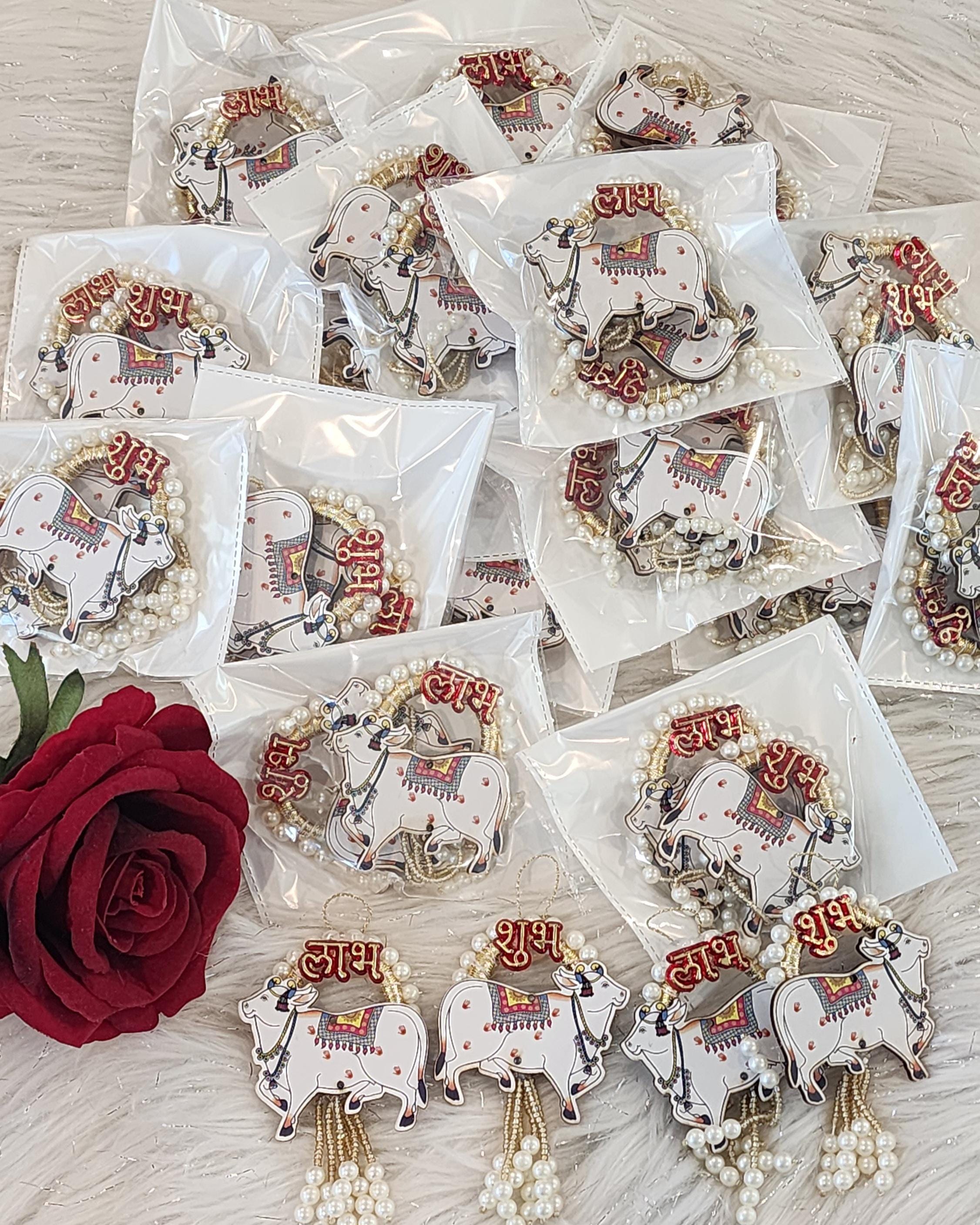 Pichwai Handmade Cow Shubh-Labh Hanging: Diwali Mandir Decor.