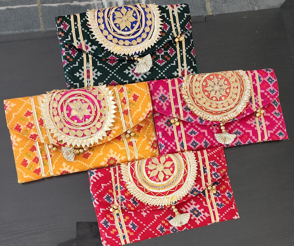 Handcrafted Patola Clutch: Indian Wedding Favor Bag (9 x6)