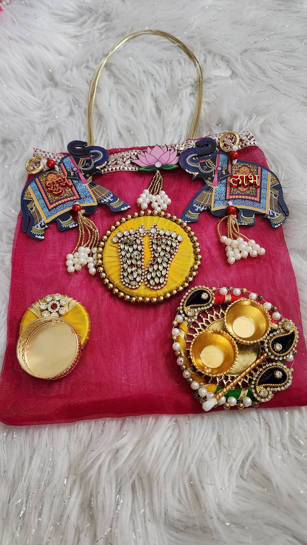 Diwali Potli Bag Set: Pooja, Housewarming Return Favors Pack of 5 Sets