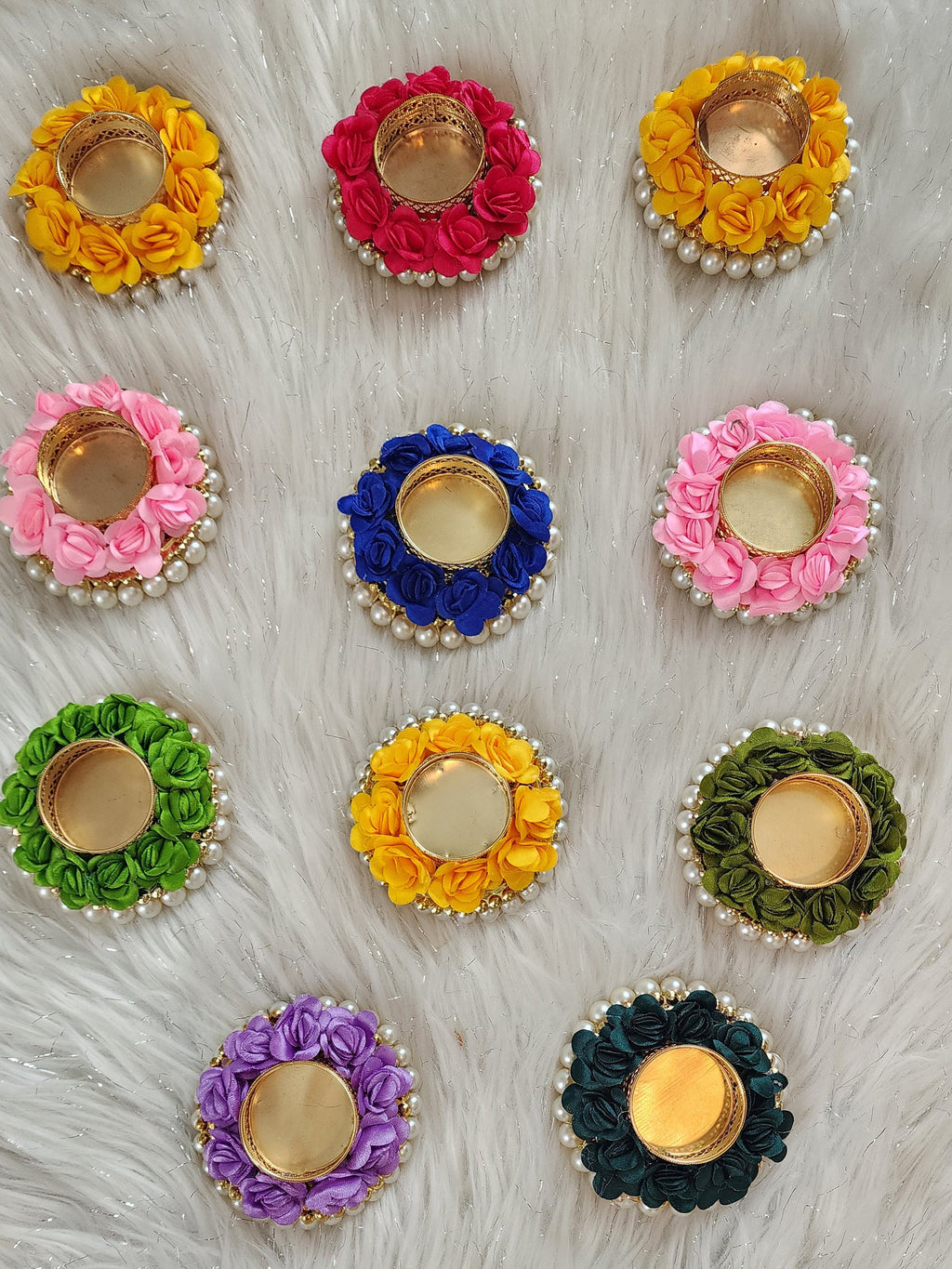 Floral Tea Light Holder: Diwali Pooja Decoration, Wedding Favor