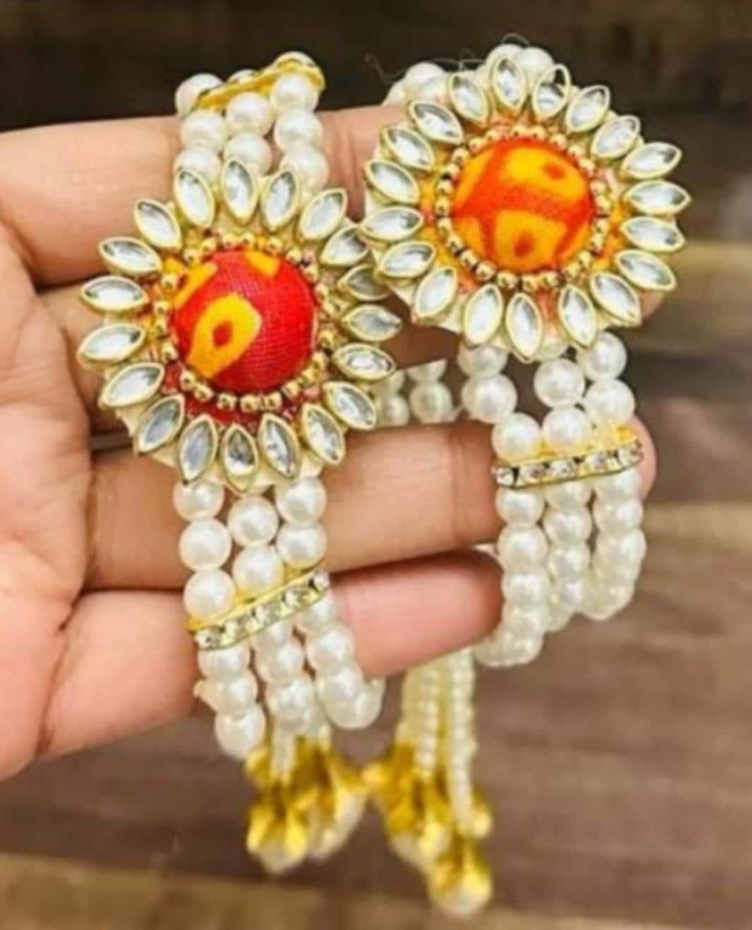 Bandhej Print Combo Set: Organza Potli Bag, Bracelet, Ring & Bindi