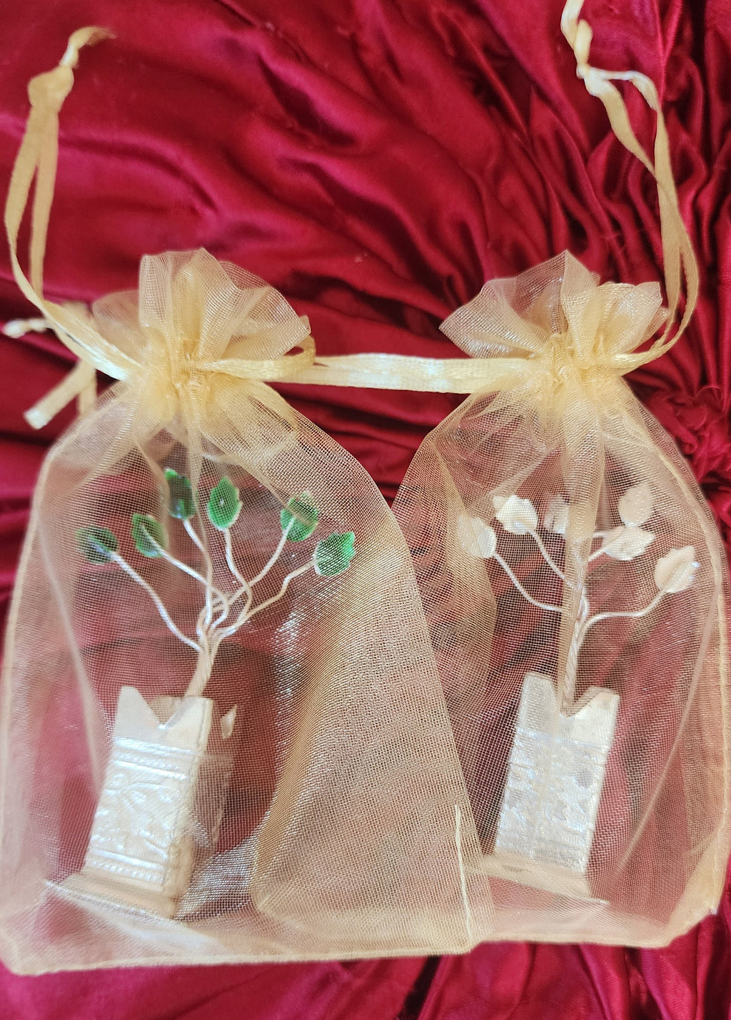German Silver Tulsi Plant with organza Potli Bag: Diwali Pooja Gift.