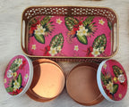 Handmade Pichwai Art Tray Set: Nandi Cow Design, Home Decor.