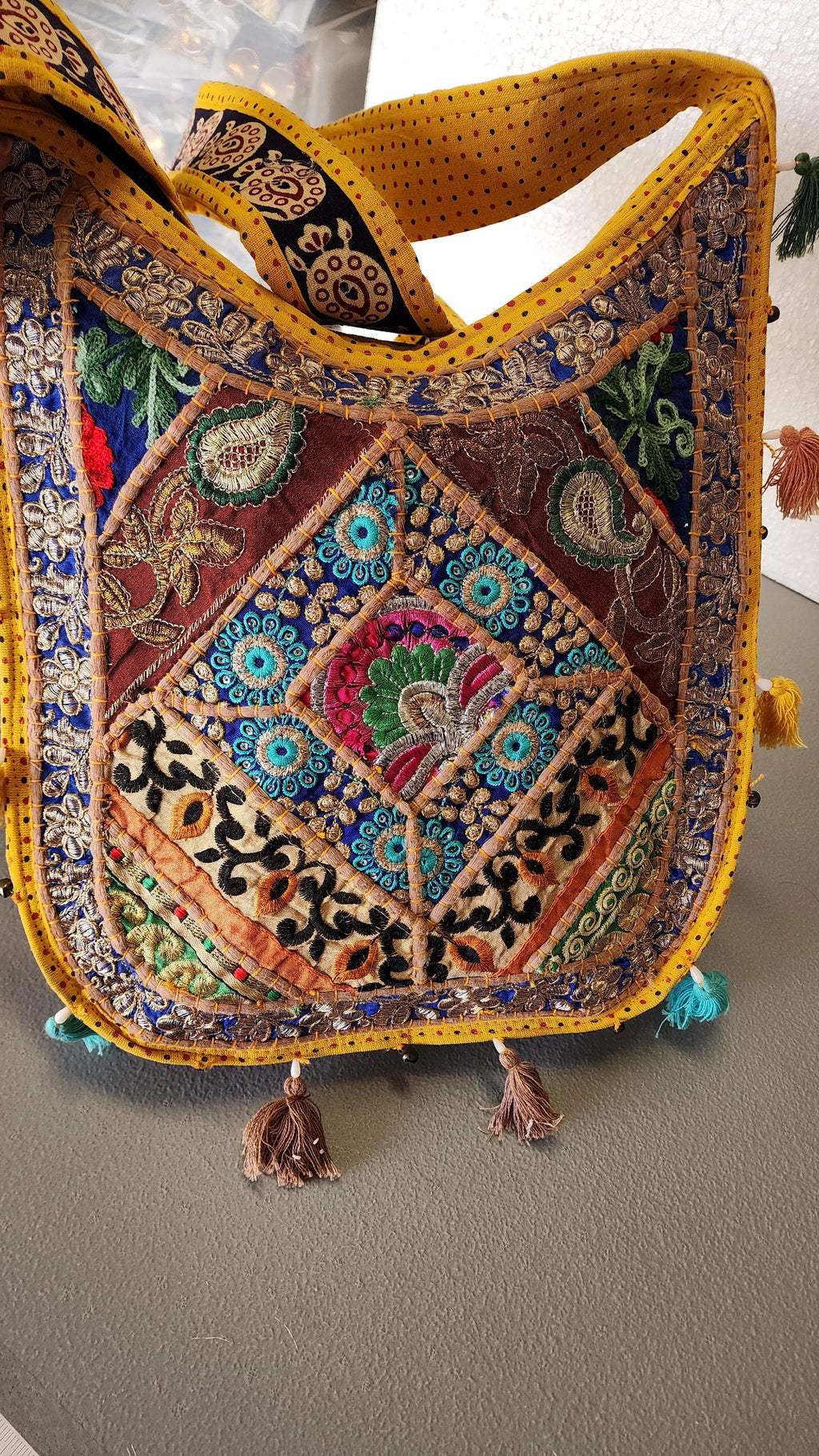 Embroidered Indian Jhola Bag:Crossbody Shoulder Bag