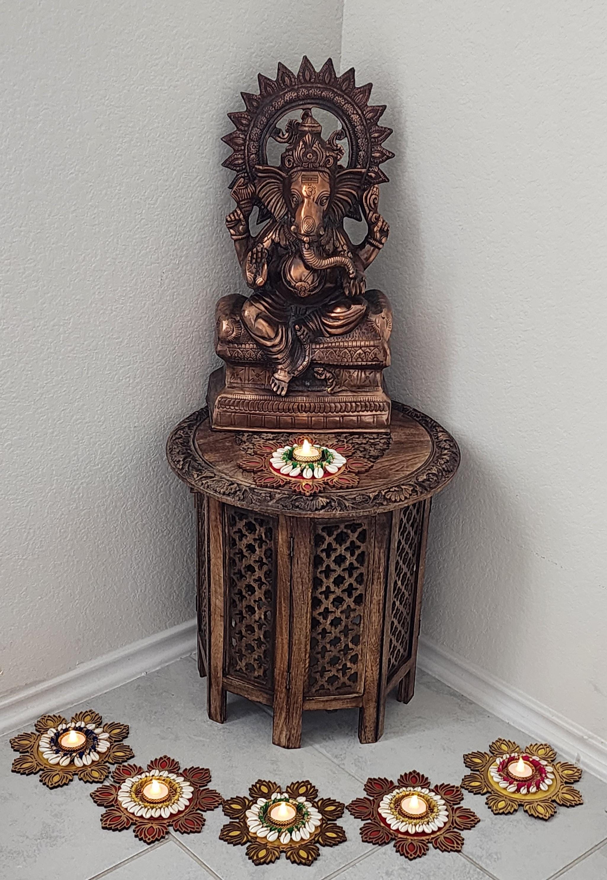 MDF Lotus Tealight Holder: Diwali Rangoli Decoration