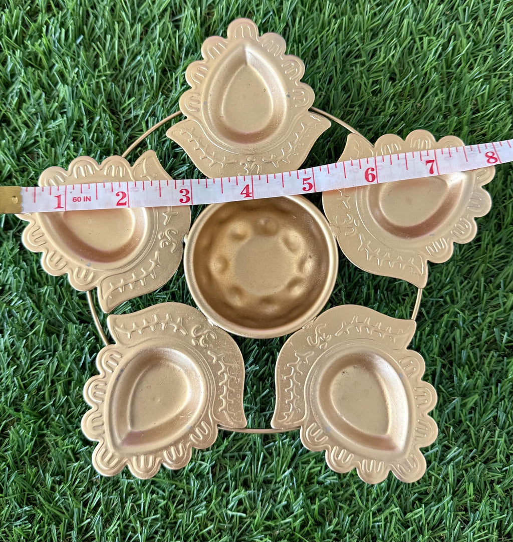 Metal Urli: Lotus 7" Gold Diwali Decoration, Pooja Gift diya.