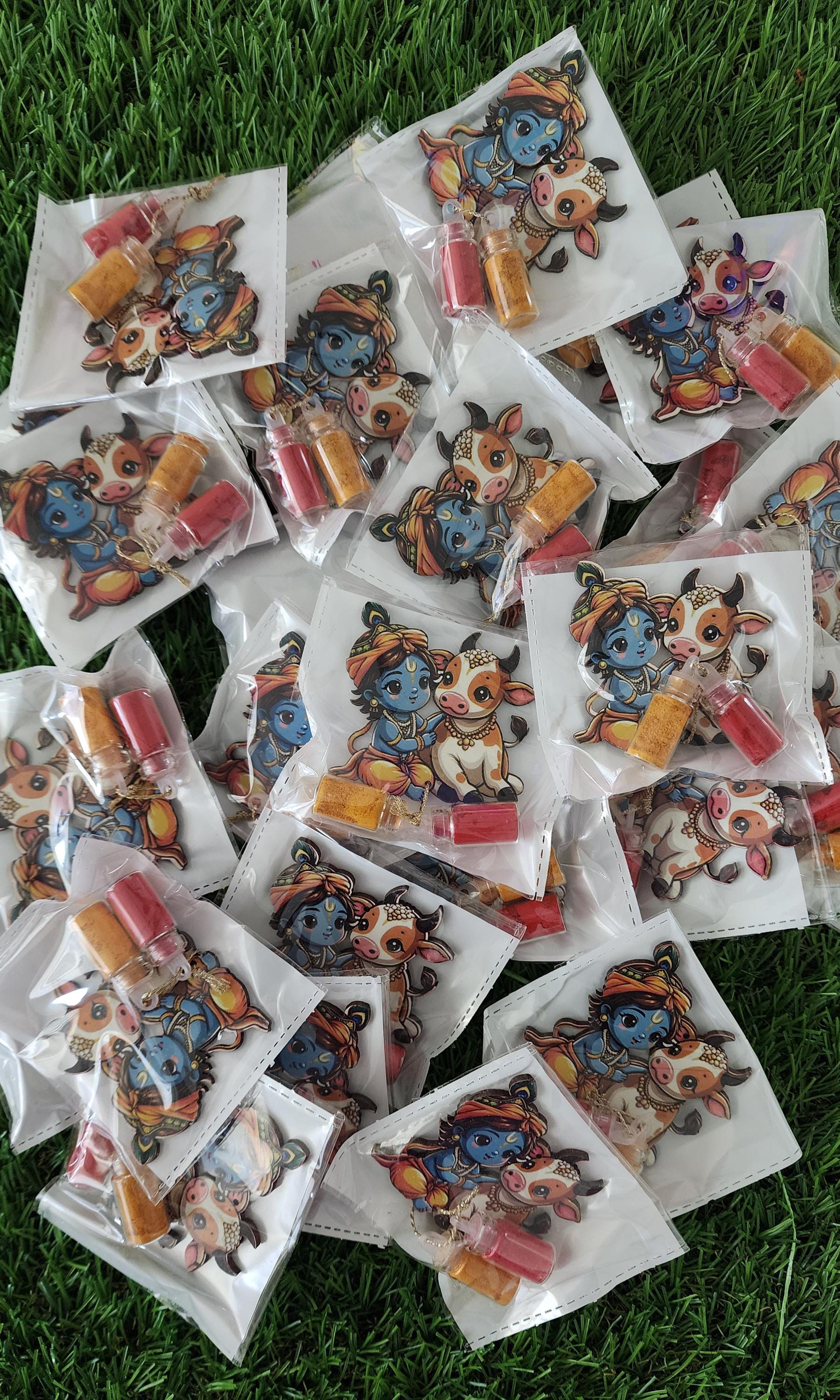 Handcrafted Little Krishna Cow Haldi Kumkum Holder - Wedding Favor.