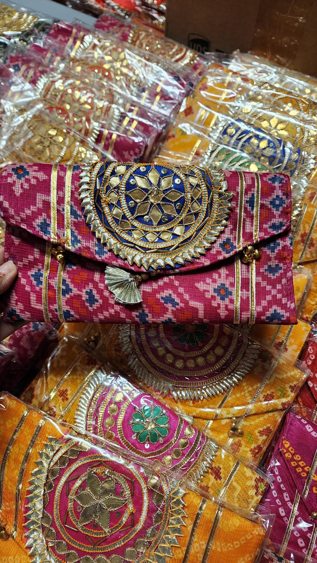 Handcrafted Patola Clutch: Indian Wedding Favor Bag (9 x6)