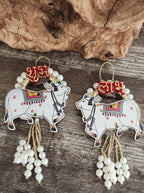 Pichwai Handmade Cow Shubh-Labh Hanging: Diwali Mandir Decor.