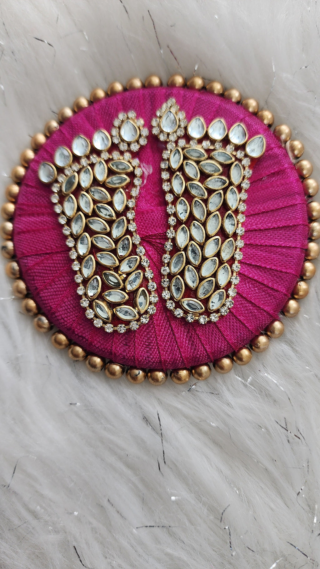 Kundan Handmade Lakshmi Paduka: Diwali Pooja Decor - 3 Inch.