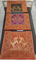 Elephant Print Silk Brocade Table Runner: Indian Decor (16X60 Inch)