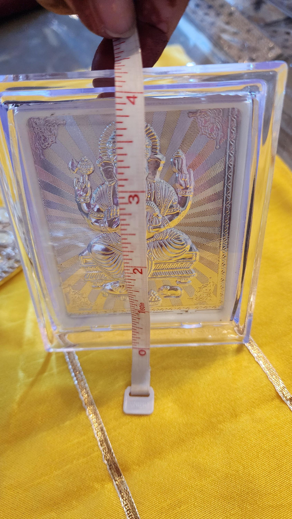 Handmade Silver Ganesh Photo Frame: Diwali Pooja Decor (4.5 × 3.5)