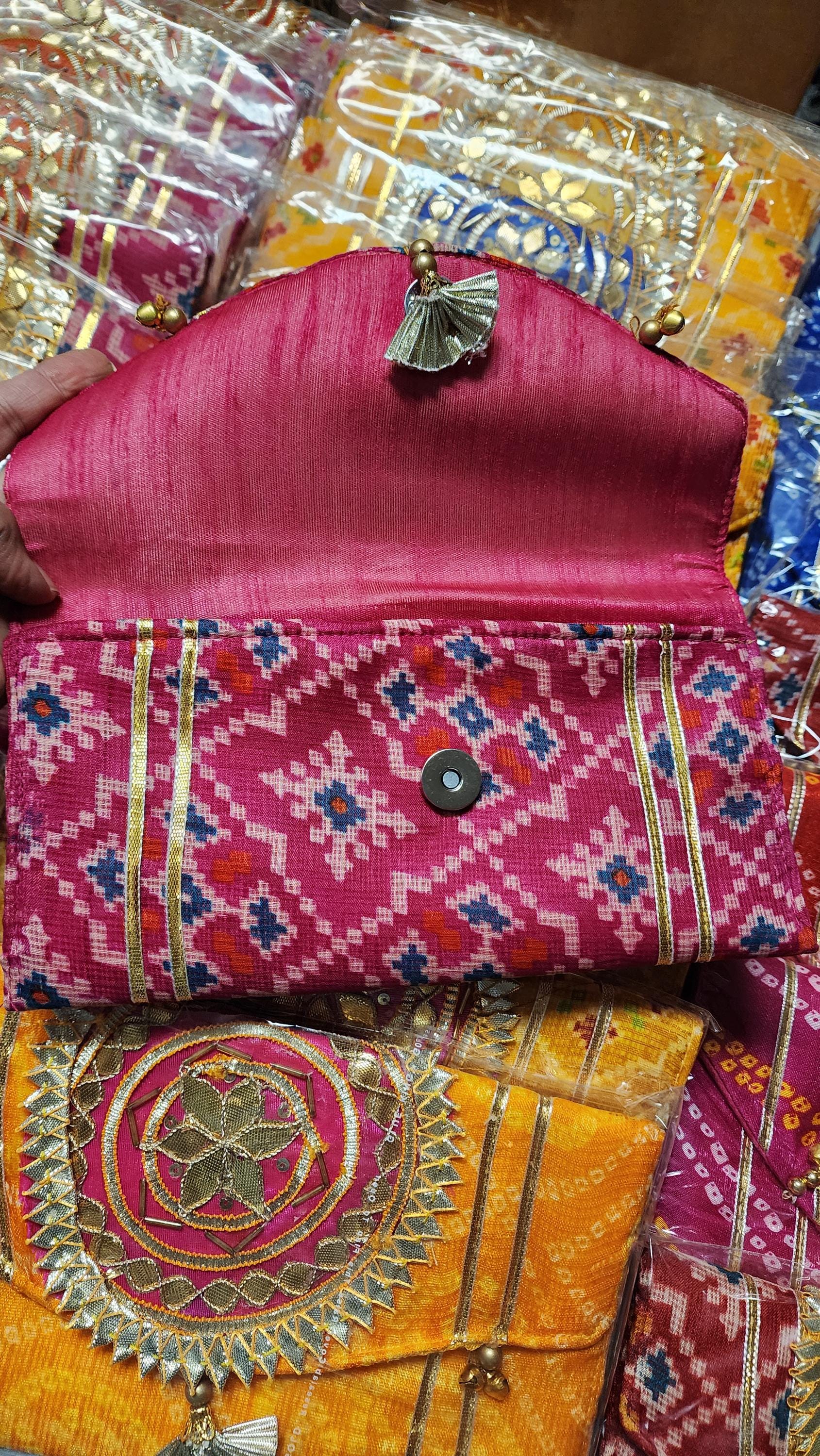 Handcrafted Patola Clutch: Indian Wedding Favor Bag (9 x6)