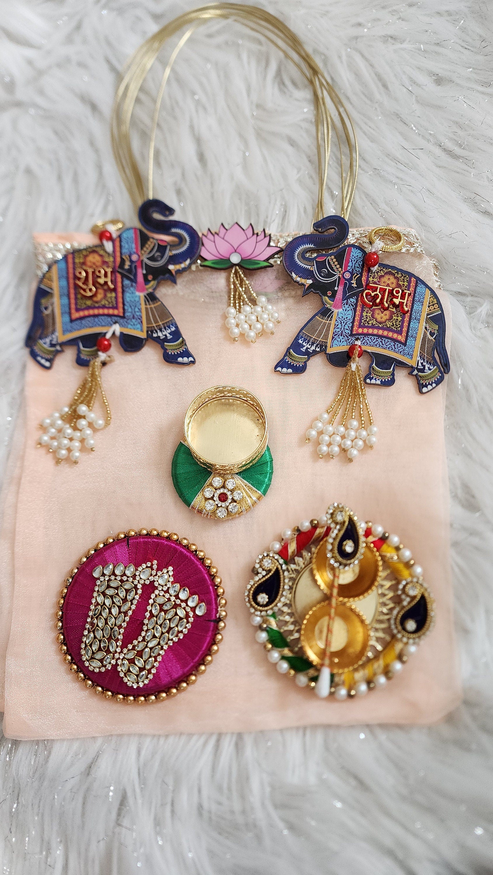 Diwali Potli Bag Set: Pooja, Housewarming Return Favors Pack of 5 Sets