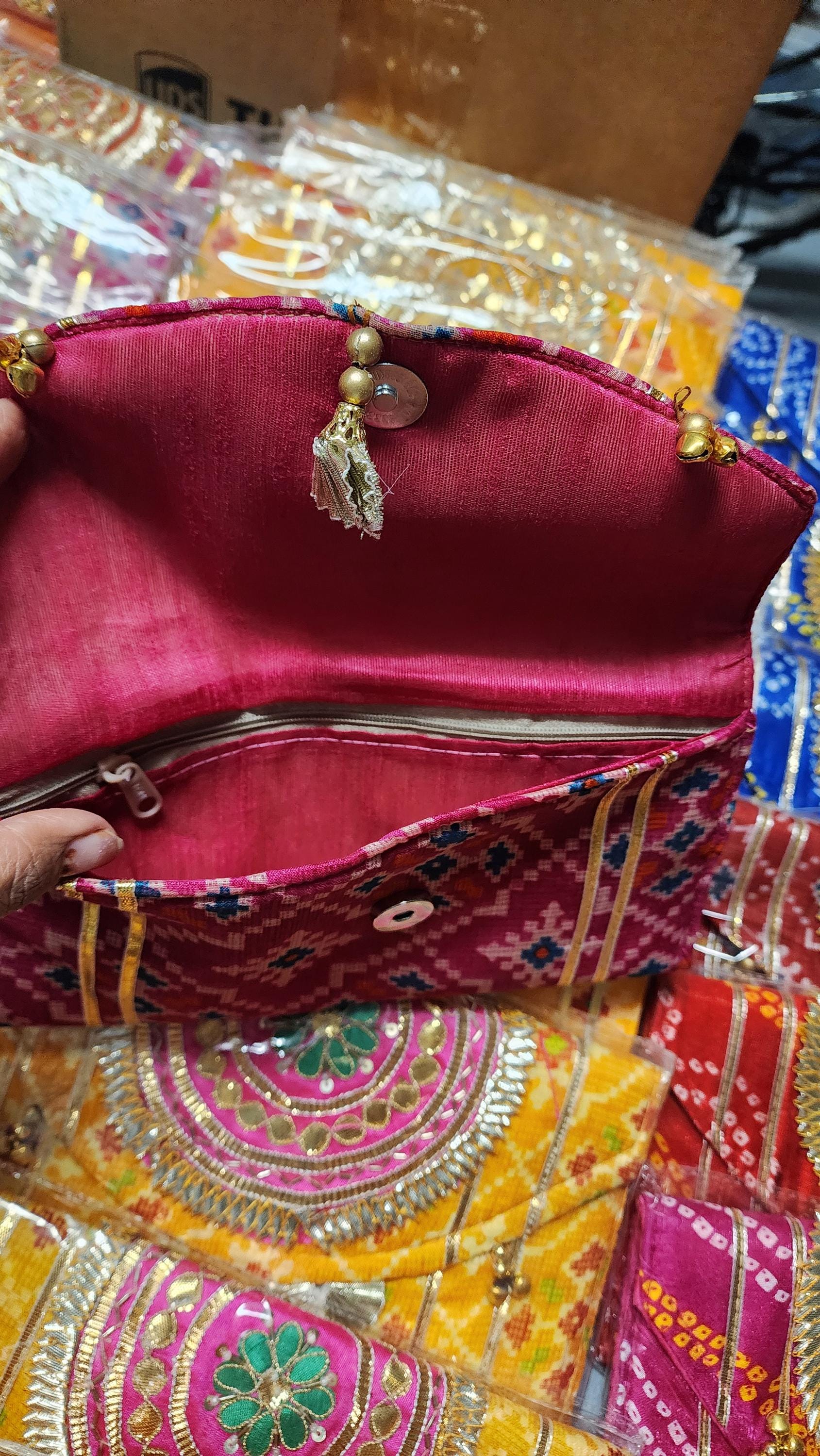 Handcrafted Patola Clutch: Indian Wedding Favor Bag (9 x6)