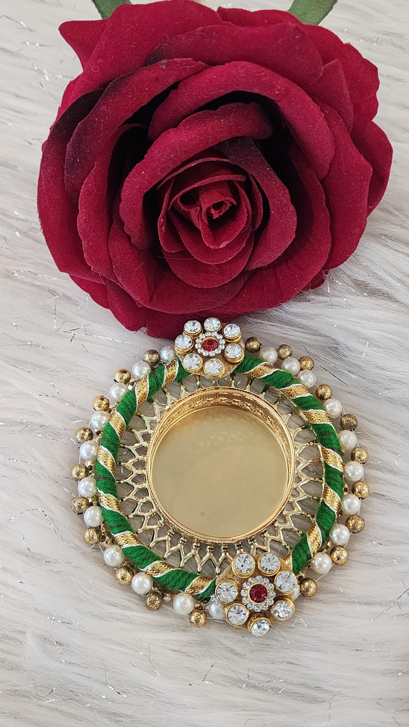 Handcrafted Kundan Tea Light Holder: Diwali Pooja Decor, Multi Color, 4 inch