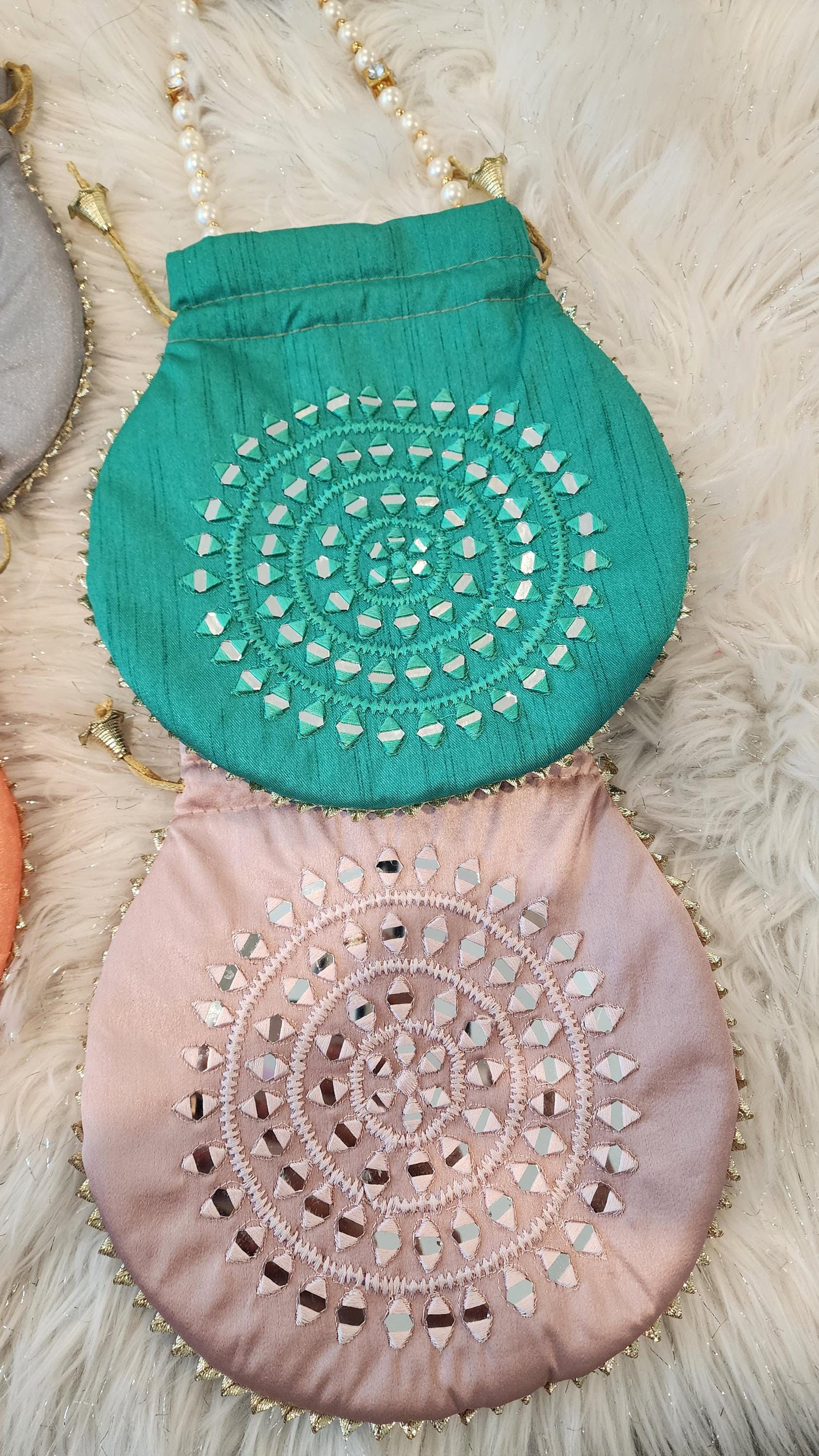 Handcrafted Moti Work Potli Bag: Indian Wedding Favor