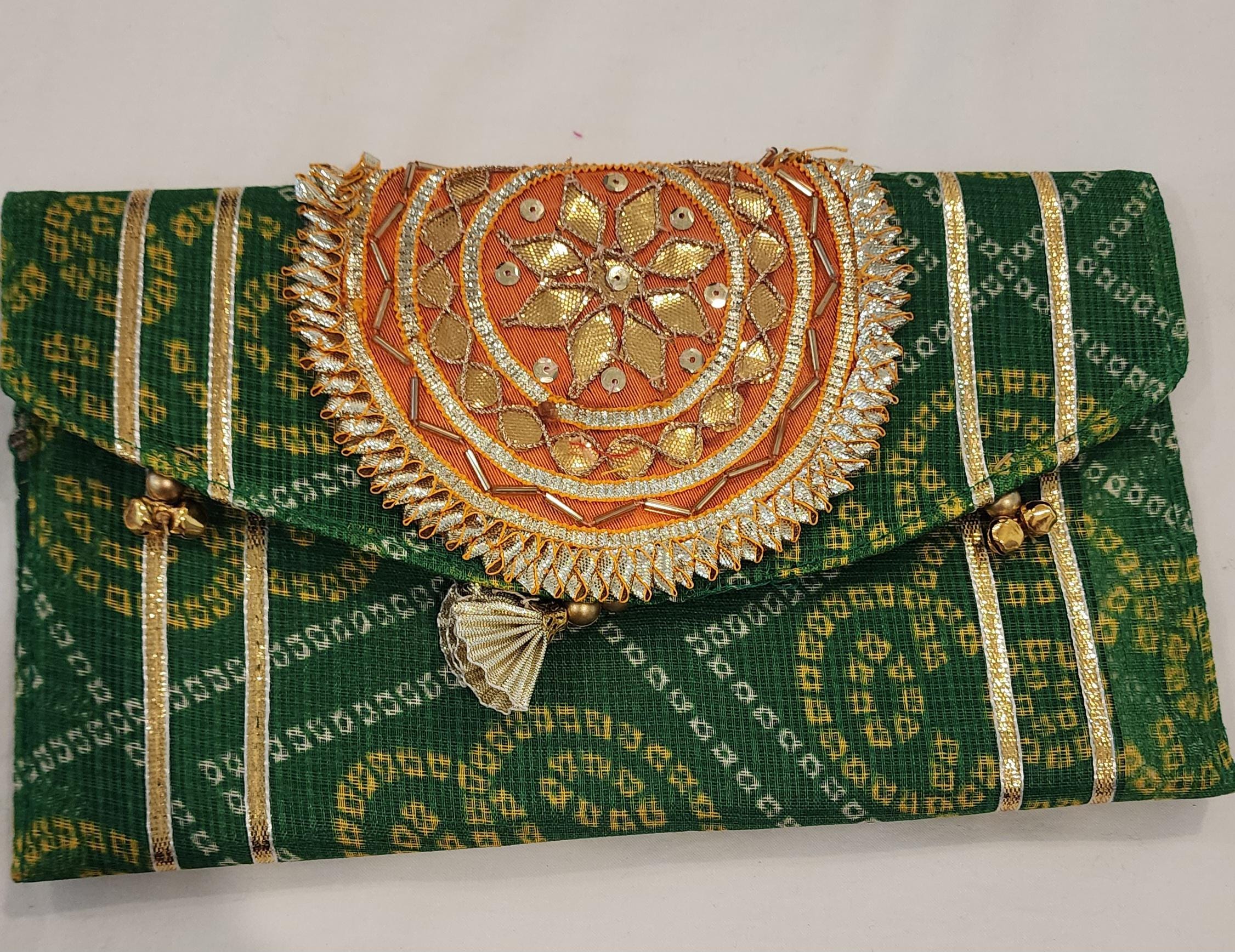 Bandhej Print Handmade Purses - Indian Wedding Favor Bags - Bulk Set of 100