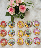 Handcrafted Pichwai Art Haldi Kumkum Holder: Ganesh ji, Radha Krishna.