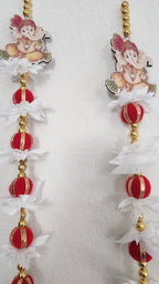 Ganpati Garland: Golden Pearls, Red Buds, Indian Wedding Decor (45/50 inch)
