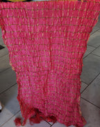 Tie Dye Art Silk Dupatta: Rajasthani Ghat Chola with Tassels.