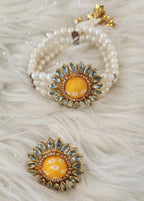 Bandhani Print Bracelet Ring Set: Sangeet Wedding Party Favors Navratri Gifts