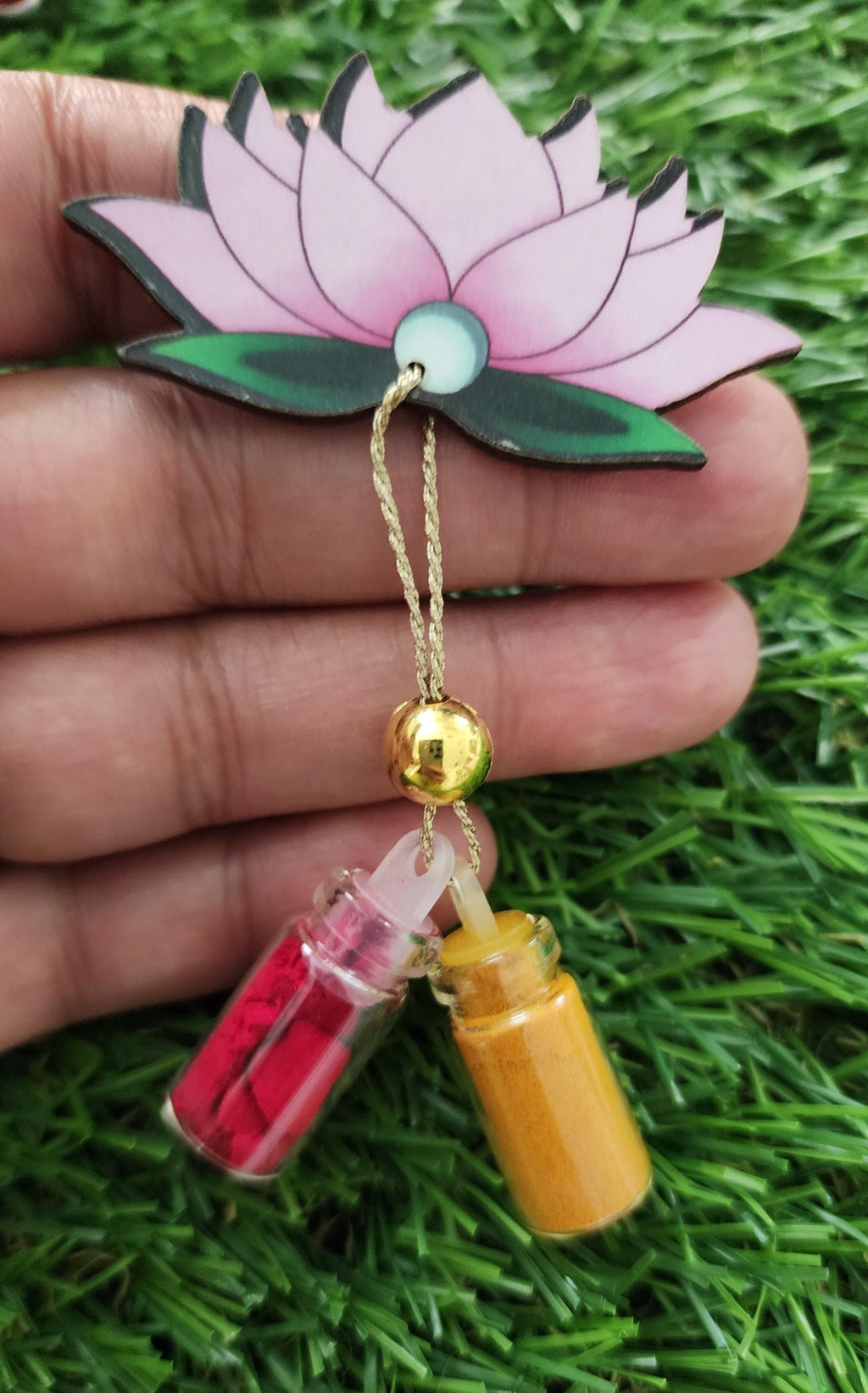 Handmade Lotus Haldi Kumkum Holder: MDF Pooja Favor