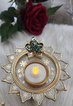 Ganpati HandmadeTea Light Plate: Acrylic Diwali Pooja Decor.
