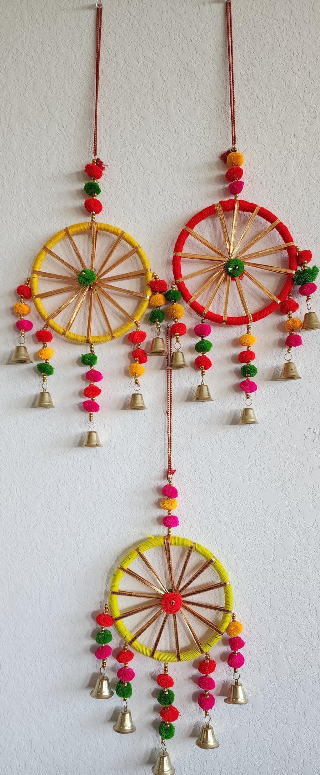 Indian Wedding Garland: Multicolor Pom Pom Gota Hanging