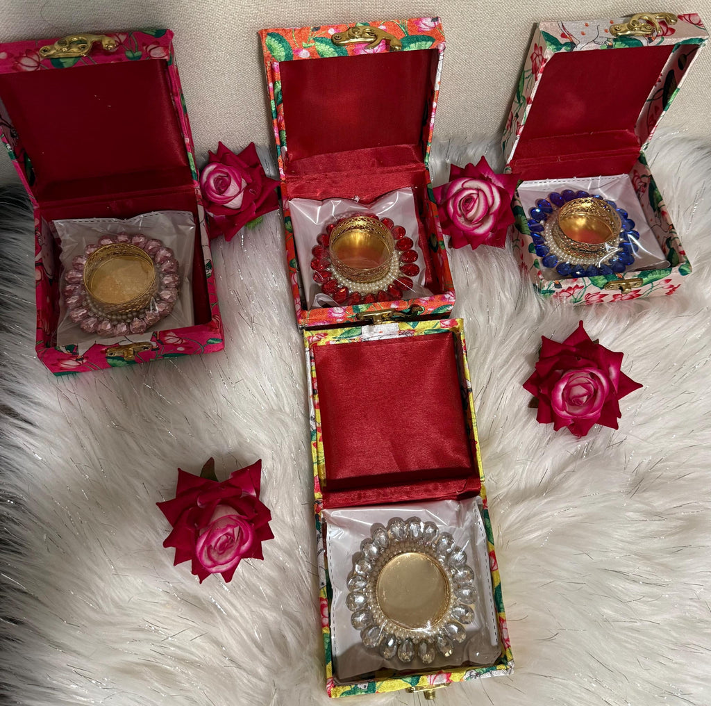 Pichwai Print Handmade Box with T Light Candle Holder
