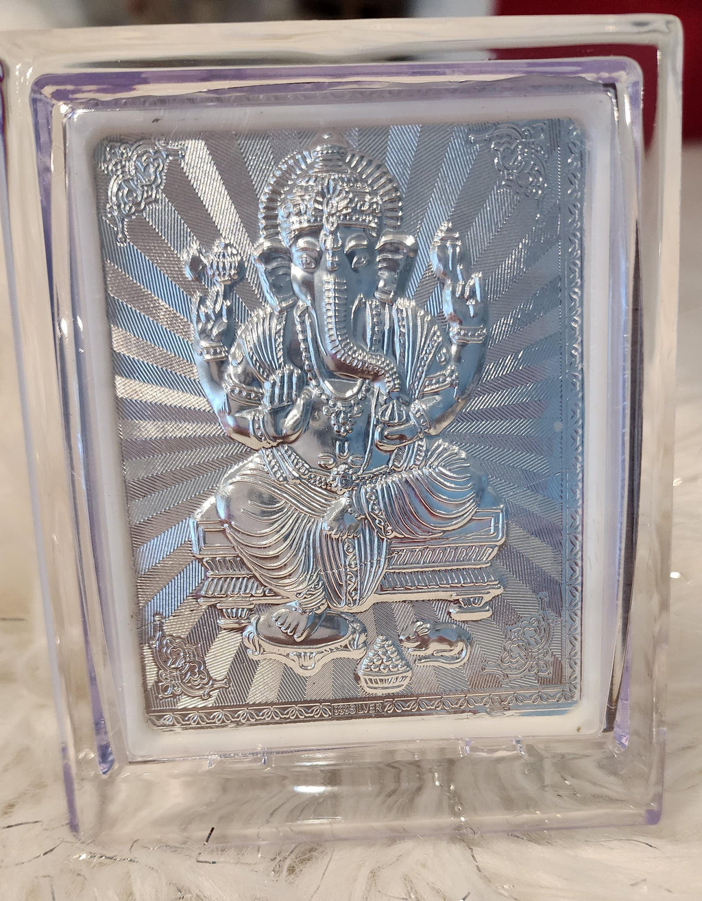Handmade Silver Ganesh Photo Frame: Diwali Pooja Decor (4.5 × 3.5)