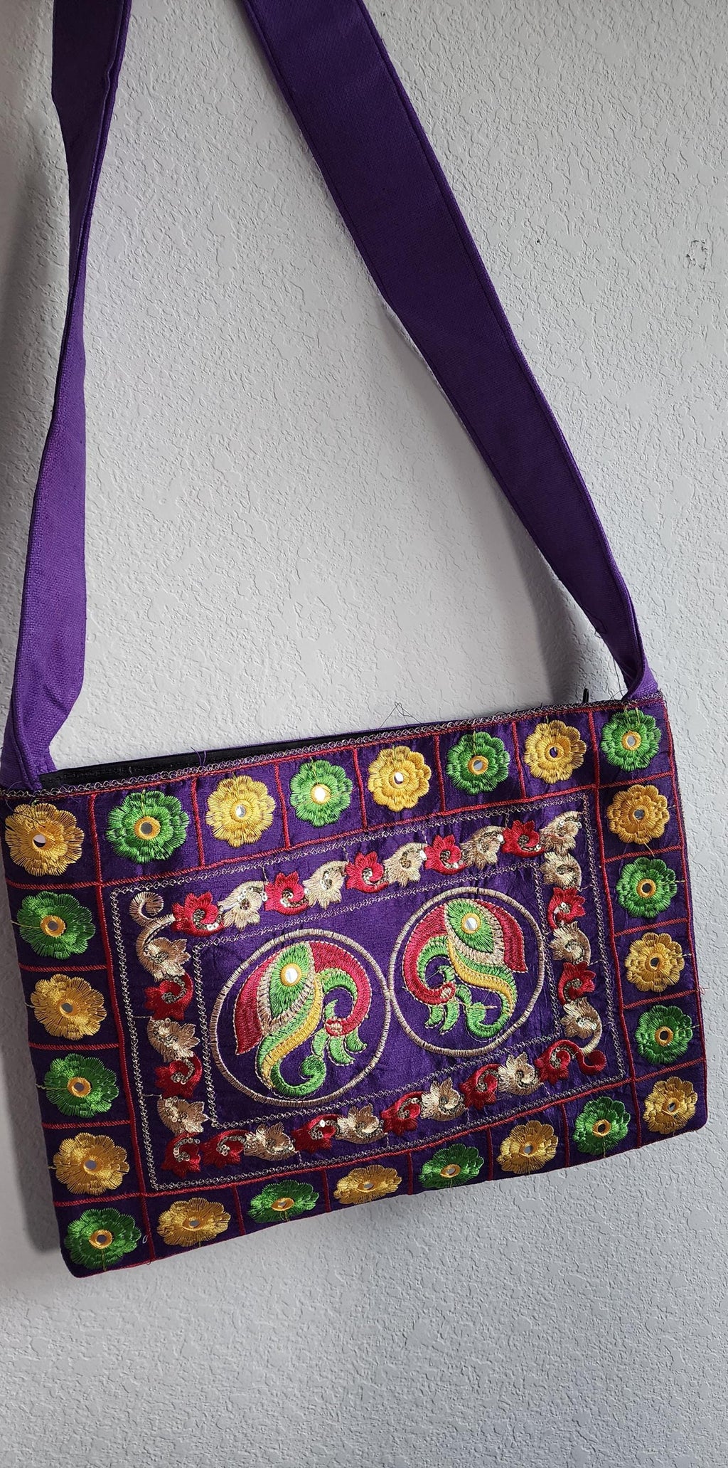 Indian Traditional Embroidered Work Peacock Jhola Bag. Crossbody Shoulder bags .