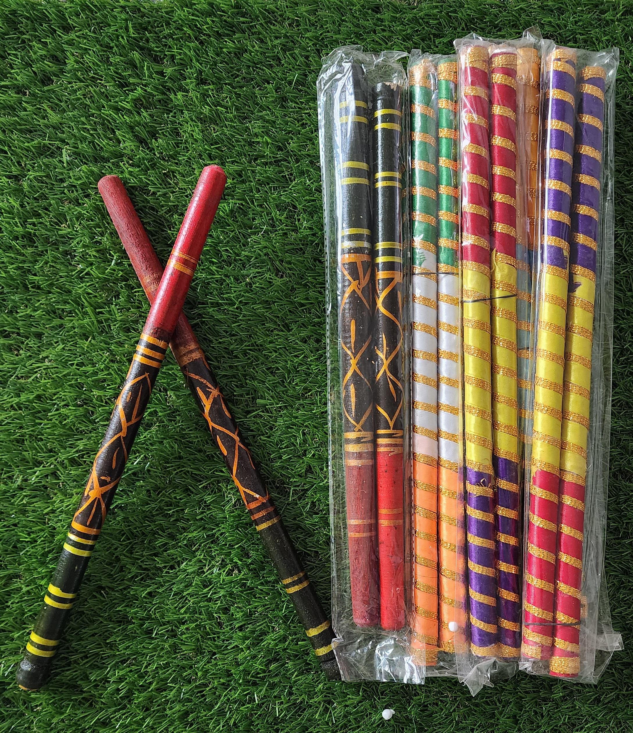 Handmade Dandiya Sticks: Indian Navratri Dance Sticks (Pair).