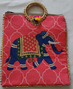 Elephant Print Silk Potli Bag: Multicolor Ethnic Gift Bag