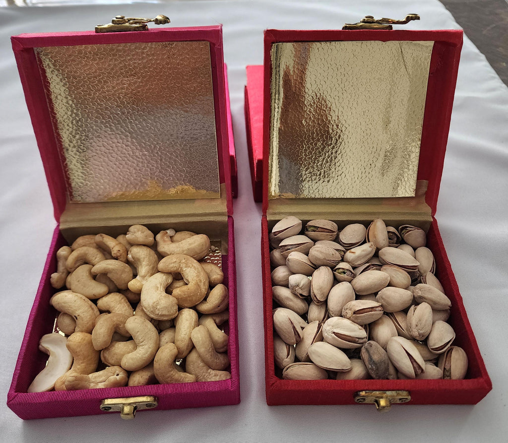 Laxmi Diwali Favor Handmade Box: Indian Wedding Return Gift, Brocade Silk.