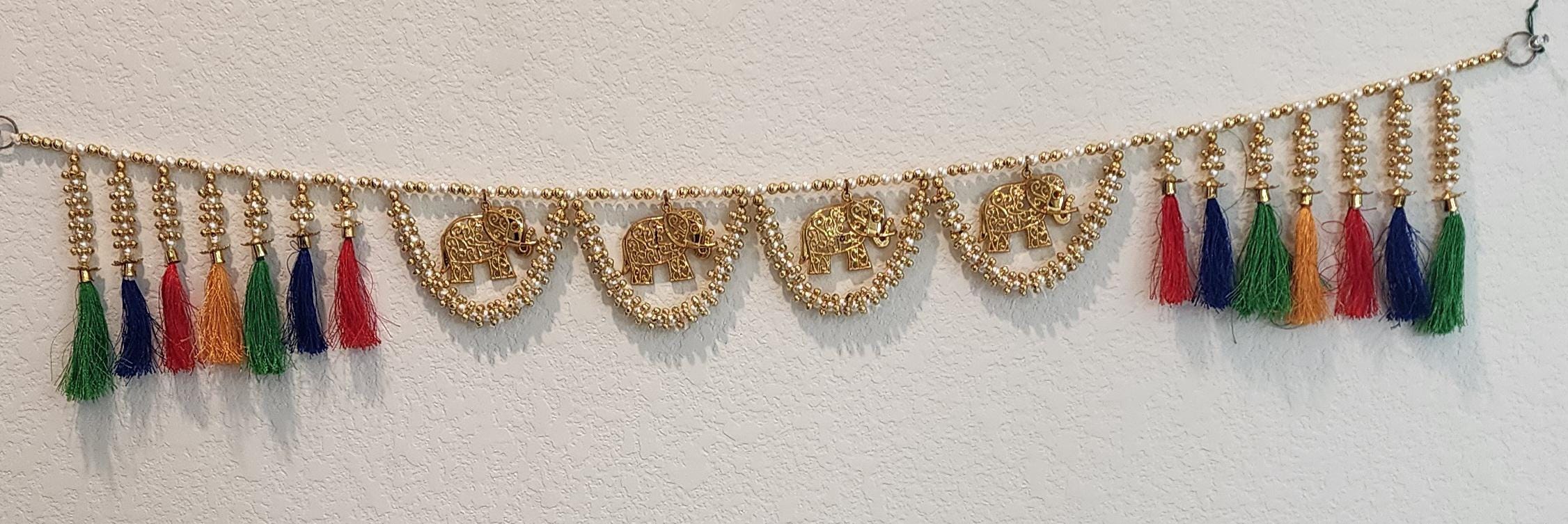 Handmade Silk Toran: Indian Wedding Door Hanging, Home Decor (36 x 5 inch)