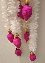 Lotus Handmade Bud Garland: Pink & White Indian Wedding Decor (40/45 inch.)