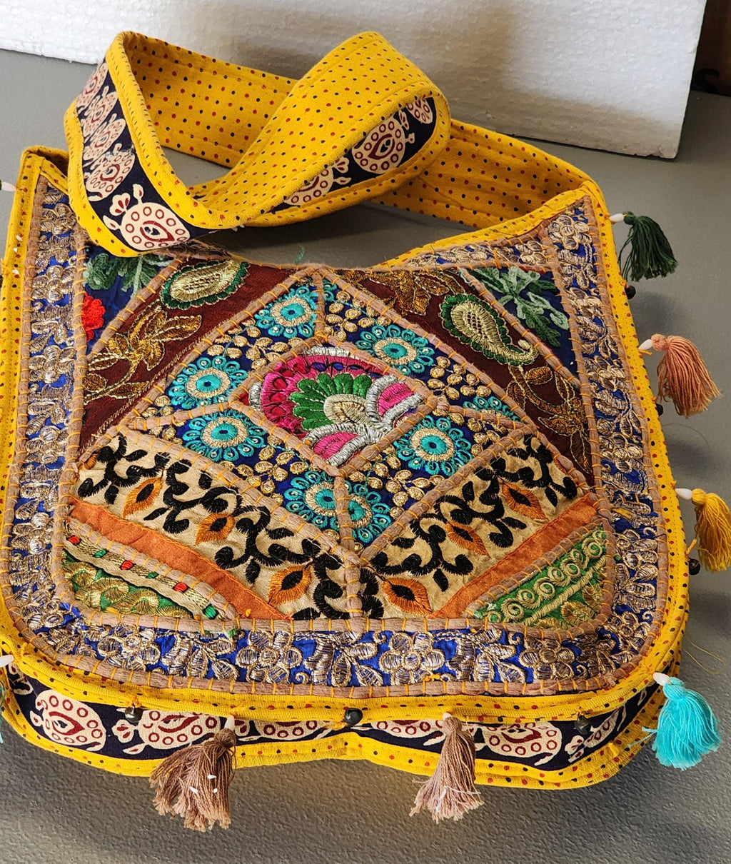 Embroidered Indian Jhola Bag:Crossbody Shoulder Bag