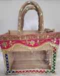 Gota Patti Handcrafted Gift Bag: Transparent Pooja Favor Bag.