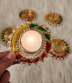 Handcrafted Multi Color Tea Light Candle Holder: Diwali Gift
