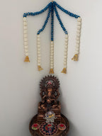 Mogra Bell Garland: White & Gold Fluffy String, Haldi Mehndi Decor (Pack of 5)