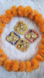 Handcrafted Square Haldi Kumkum Holder: Pooja Return Gift.