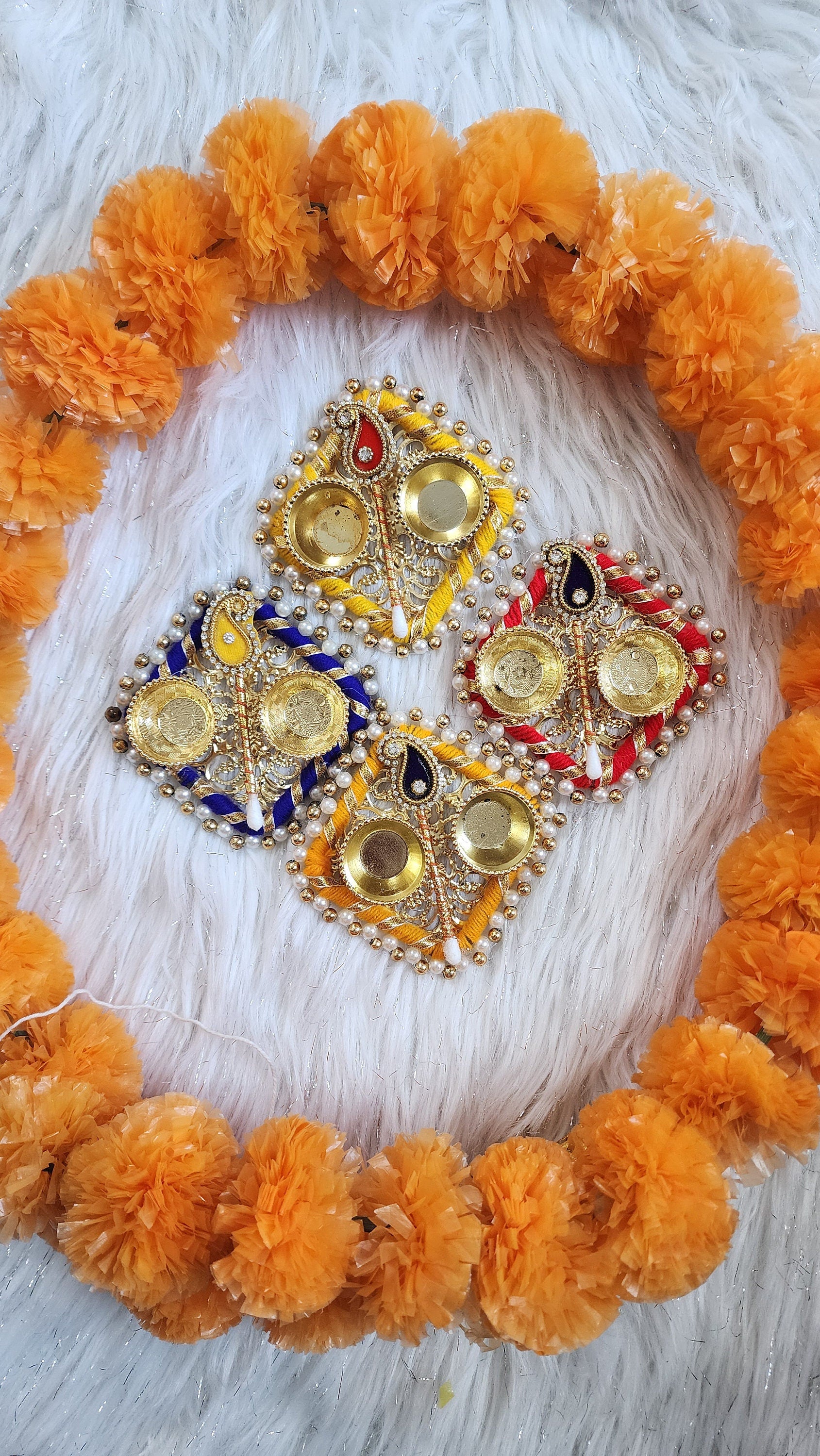Handcrafted Square Haldi Kumkum Holder: Pooja Return Gift.