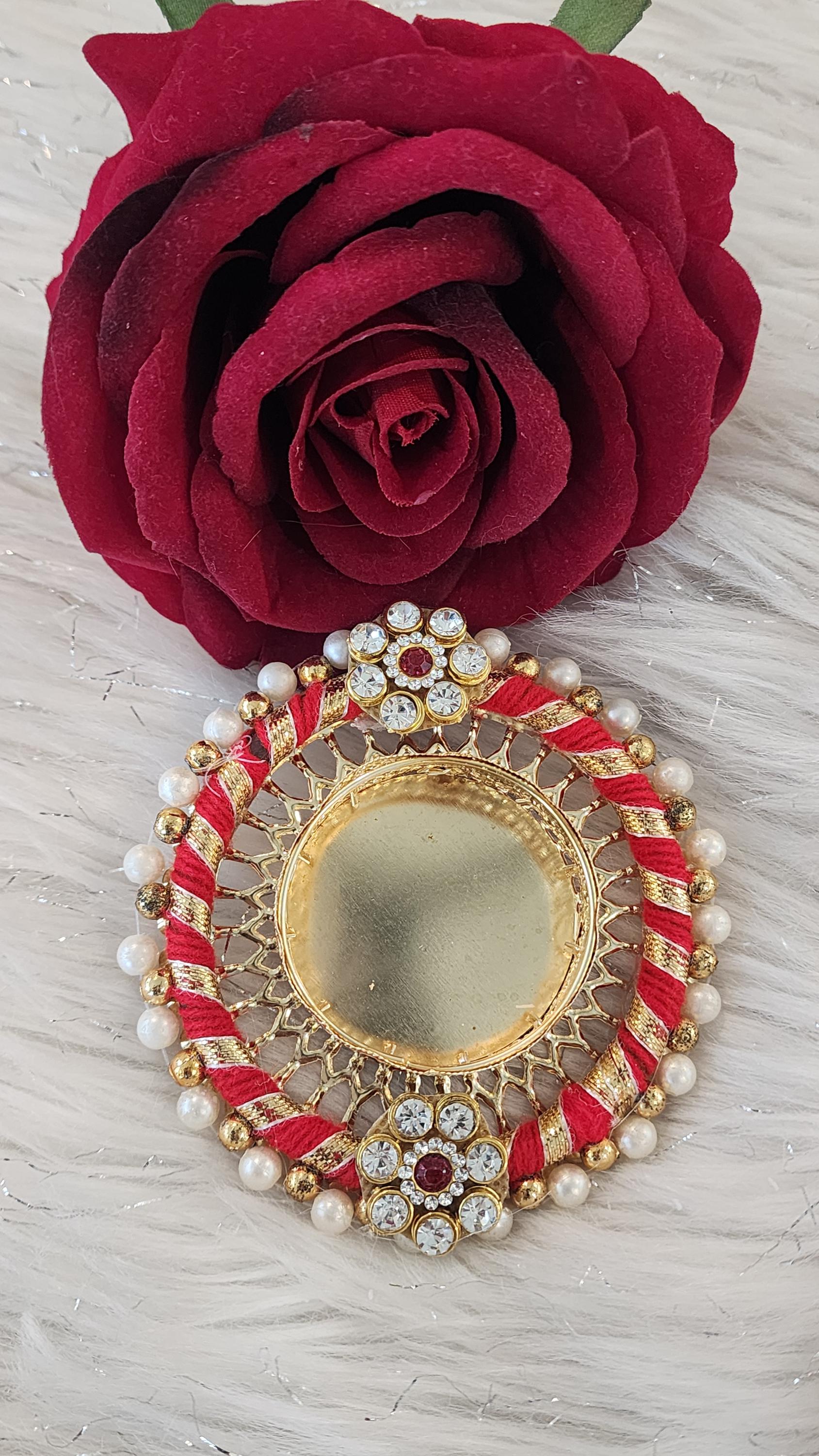 Handcrafted Kundan Tea Light Holder: Diwali Pooja Decor, Multi Color, 4 inch