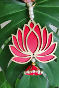Red Wooden Lotus Hanging Pair: Indian Wedding Diwali Decor