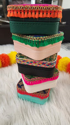 Handcrafted Mini Jewelry Travel Case: Brocade Fabric, 4-inch.